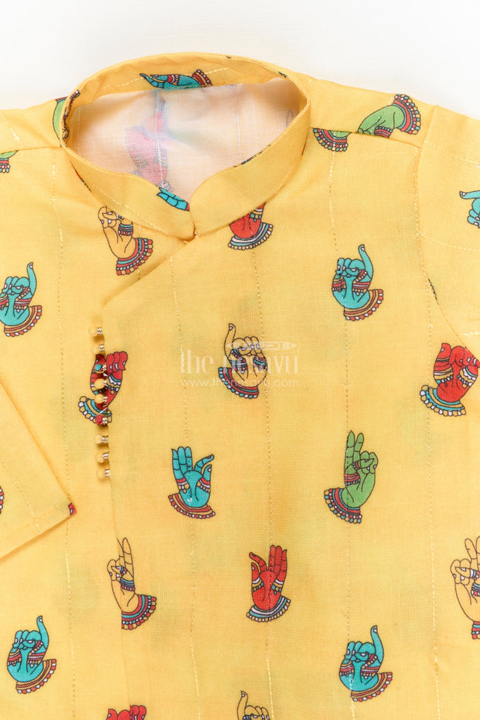 The Nesavu Boys Dothi Set Toddler Boys Dhoti Set for Weddings and Ethnic Functions Nesavu Nesavu toddler boys dhoti set with digital print for ethnic celebrations and weddings