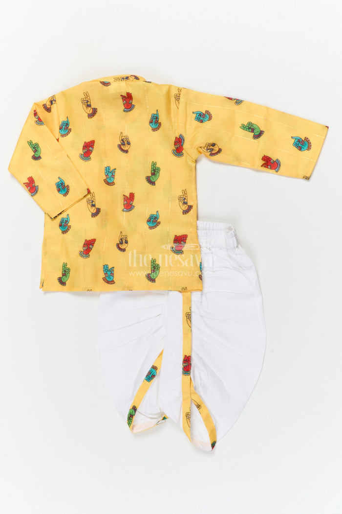 The Nesavu Boys Dothi Set Toddler Boys Dhoti Set for Weddings and Ethnic Functions Nesavu Nesavu toddler boys dhoti set with digital print for ethnic celebrations and weddings
