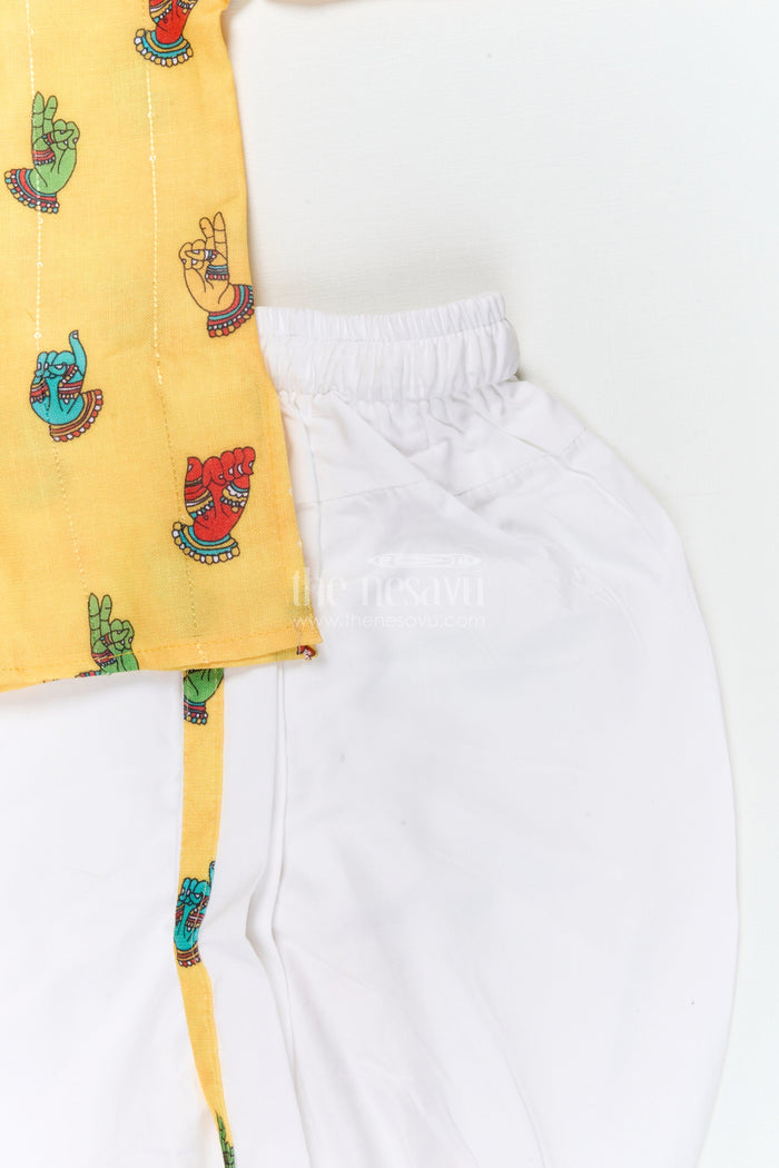 The Nesavu Boys Dothi Set Toddler Boys Dhoti Set for Weddings and Ethnic Functions Nesavu Nesavu toddler boys dhoti set with digital print for ethnic celebrations and weddings