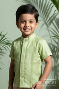 The Nesavu Boys Cotton Shirt Toddler Boys Ethnic Green Shirt for Festive Occasions and Family Functions Nesavu 16 (1Y) / Green BS303A-16 Nesavu Boys Ethnic Green Shirt Cotton Tissue Perfect Festivals Weddings Cultural Functions