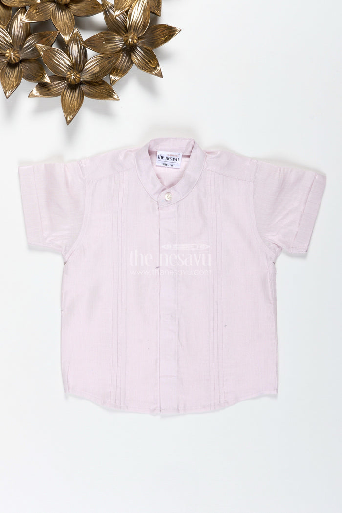 The Nesavu Boys Cotton Shirt Toddler Boys Ethnic Shirt for Rituals and Family Celebrations Nesavu 16 (1Y) / Purple BS303D-16 Nesavu Cream Ethnic Shirt Toddler Boys Traditional Outfit Cotton Tissue Pintucks