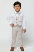 The Nesavu Boys Casual Set Toddler Boys Waistcoat Set for Birthdays and Special Occasions Nesavu 12 (3M) / Gray BCS503A-12 Nesavu toddler boys waistcoat set in cotton for birthday parties and formal celebrations