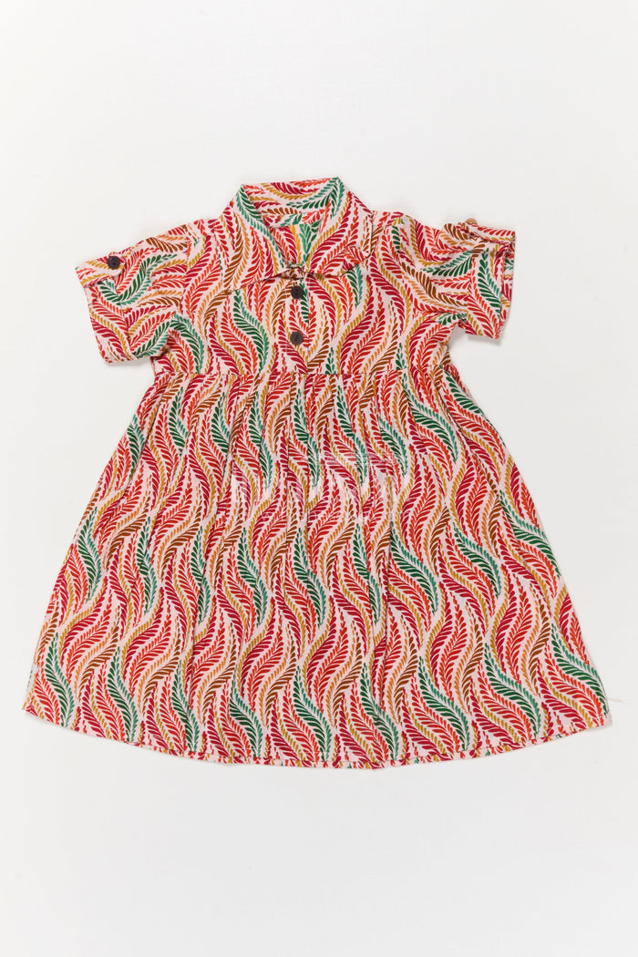 The Nesavu Girls Cotton Frock Toddler Girl Cotton Frock for Casual Summer Wear and Travel Days Nesavu 16 (1Y) / Multicolor GFC2061A-16 Nesavu multicolor cotton frock for toddler girls – lightweight and comfy for summer outings