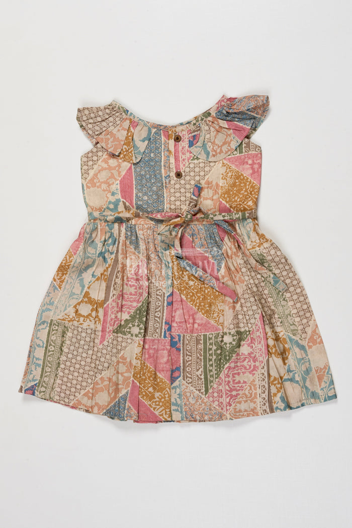 The Nesavu Girls Cotton Frock Toddler Girl Cotton Frock for Everyday Comfort and Fun Outings Nesavu Nesavu toddler girl frock with boho-style digital print for casual days and play