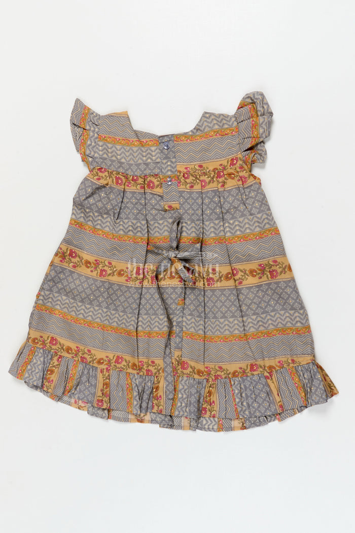 The Nesavu Girls Cotton Frock Toddler Girl Cotton Frock for Festive Gatherings and Day Events Nesavu Nesavu toddler girl cotton frock with embroidery and print for school ethnic day or parties