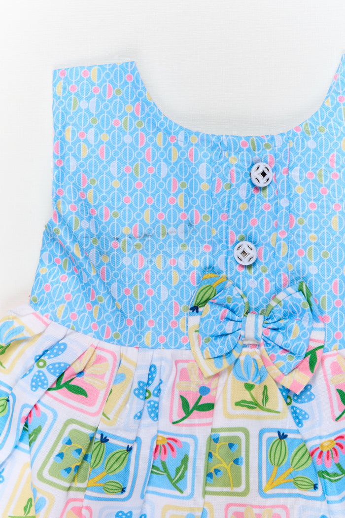 The Nesavu Baby Cotton Frocks Toddler Girl Cotton Frock with Cartoon Characters and Fruits Digital Print Nesavu Nesavu toddler girl digital print cotton frock with fruits and cartoon characters