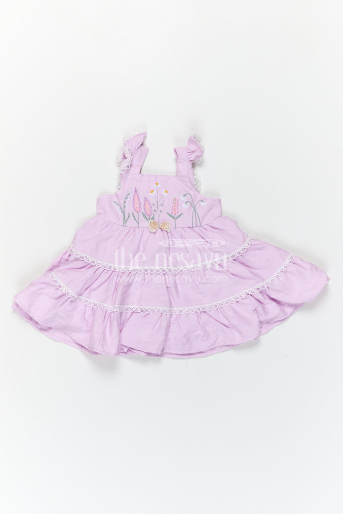The Nesavu Baby Frocks Toddler Girl Dress for Celebrations and Stylish Day Outings Nesavu Nesavu Toddler Girl Dress For Celebrations And Outings With Cotton Blend Fabric And Elegant Thread Embroidery