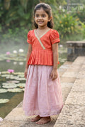 The Nesavu Pattu Pavadai Toddler Girl Ethnic Pavadai Set for Temple Visits and Festive Days Nesavu 18 (2Y) / Orange / Semi Banarasi GPP396B-18 Nesavu Toddler Girl Ethnic Pavadai Set In Semi Banaras Art Silk For Festive Family Occasions