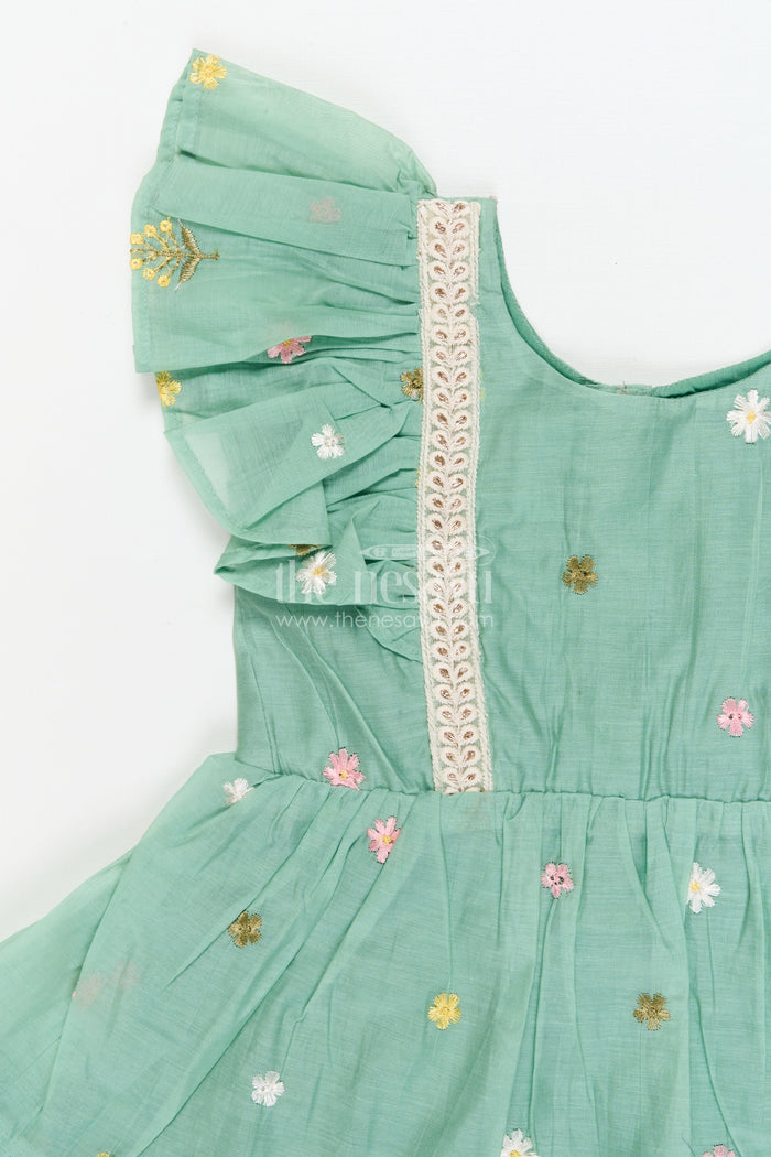 The Nesavu Girls Cotton Frock Toddler Girl Frock for Ethnic Day and Celebration Wear Nesavu Nesavu toddler girl embroidered frock for ethnic day celebrations and traditional gatherings