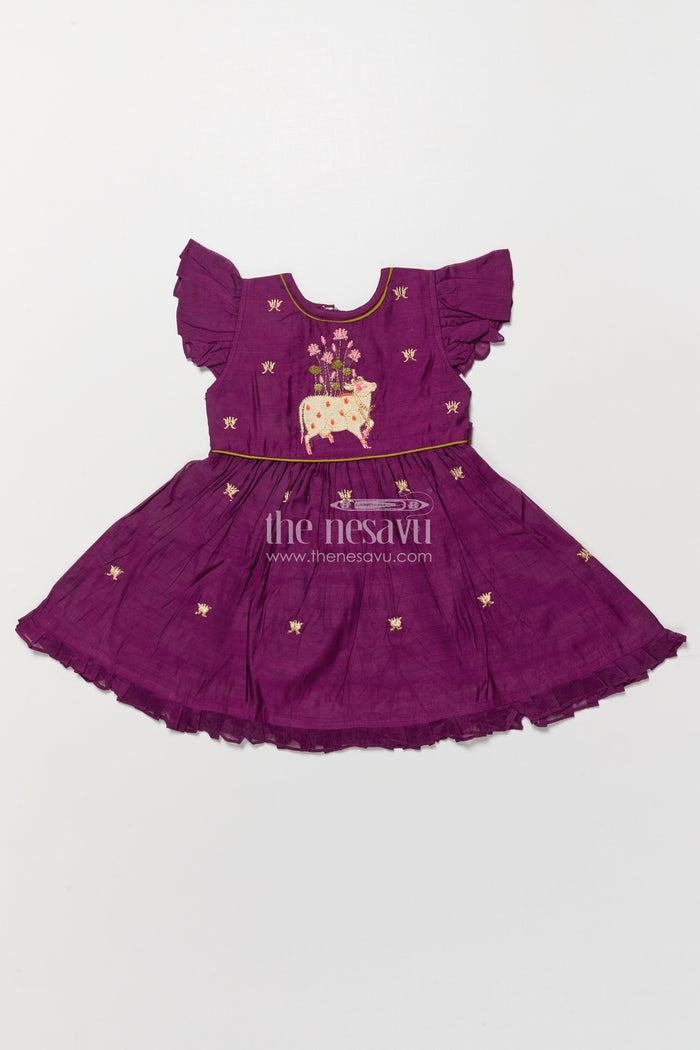 The Nesavu Girls Chanderi Frock Toddler Girl Frock for Festive Functions and Weddings Nesavu Nesavu toddler girl frock festive occasions weddings birthday celebrations