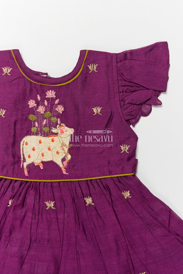 The Nesavu Girls Chanderi Frock Toddler Girl Frock for Festive Functions and Weddings Nesavu Nesavu toddler girl frock festive occasions weddings birthday celebrations