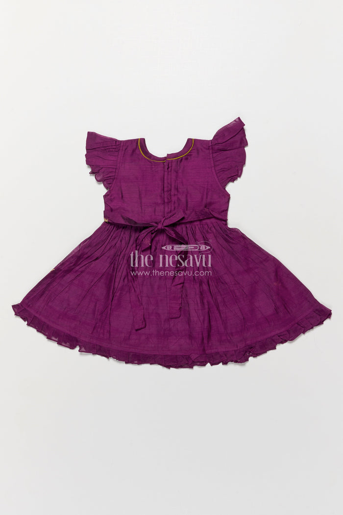 The Nesavu Girls Chanderi Frock Toddler Girl Frock for Festive Functions and Weddings Nesavu Nesavu toddler girl frock festive occasions weddings birthday celebrations