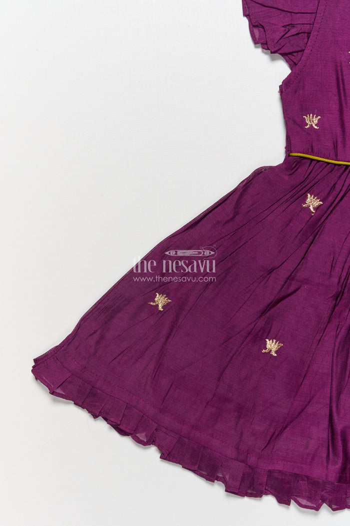 The Nesavu Girls Chanderi Frock Toddler Girl Frock for Festive Functions and Weddings Nesavu Nesavu toddler girl frock festive occasions weddings birthday celebrations