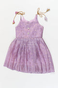 The Nesavu Tie-up Frock Toddler Girl Frock for Traditional Occasions and Photo Sessions Nesavu 18 (2Y) / Purple / Banarasi T424A-18 Nesavu toddler girl frock in semi Banaras silk for festive events and traditional photoshoots