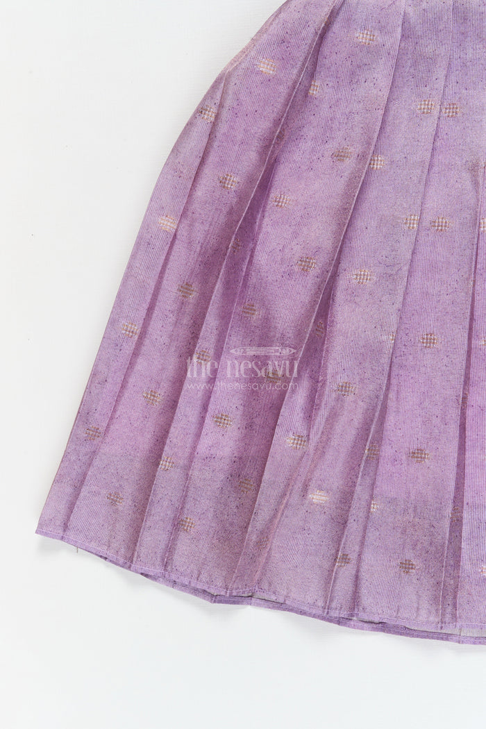 The Nesavu Tie-up Frock Toddler Girl Frock for Traditional Occasions and Photo Sessions Nesavu Nesavu toddler girl frock in semi Banaras silk for festive events and traditional photoshoots