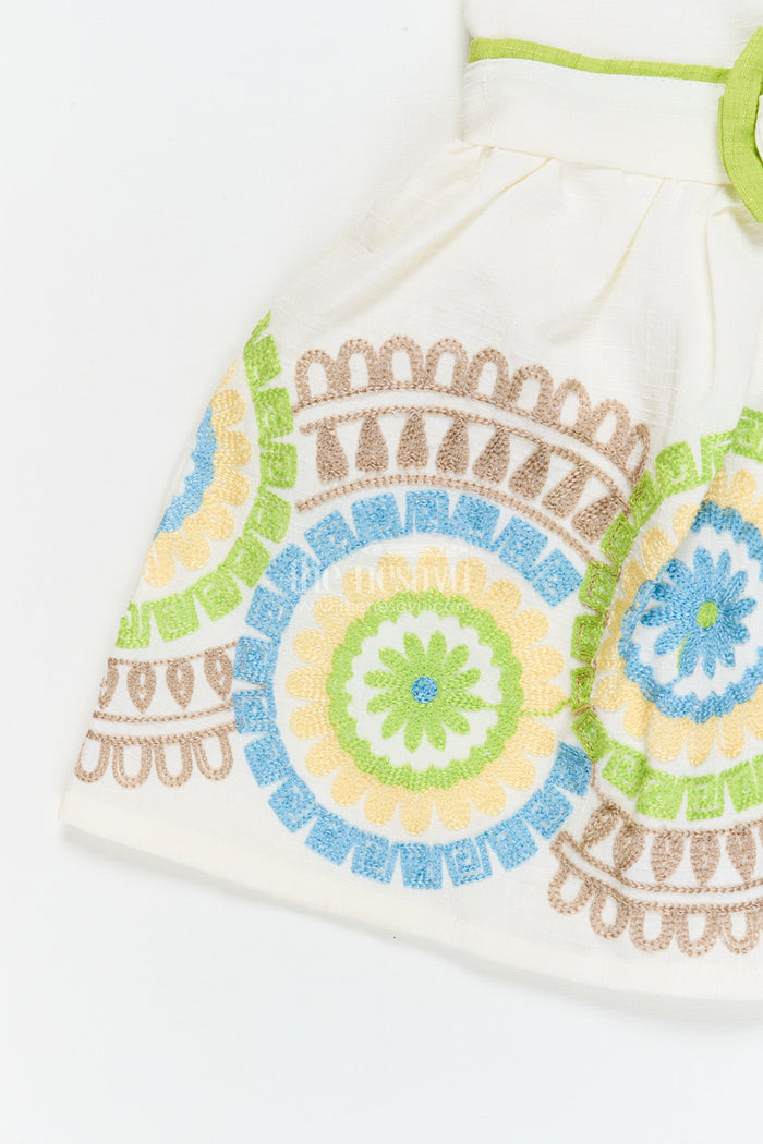 The Nesavu Girls Cotton Frock Toddler Girl Frock with Playful Embroidery for Birthdays and Casual Wear Nesavu Nesavu cotton embroidered frock for toddler girls – perfect for casual birthdays and playful outings