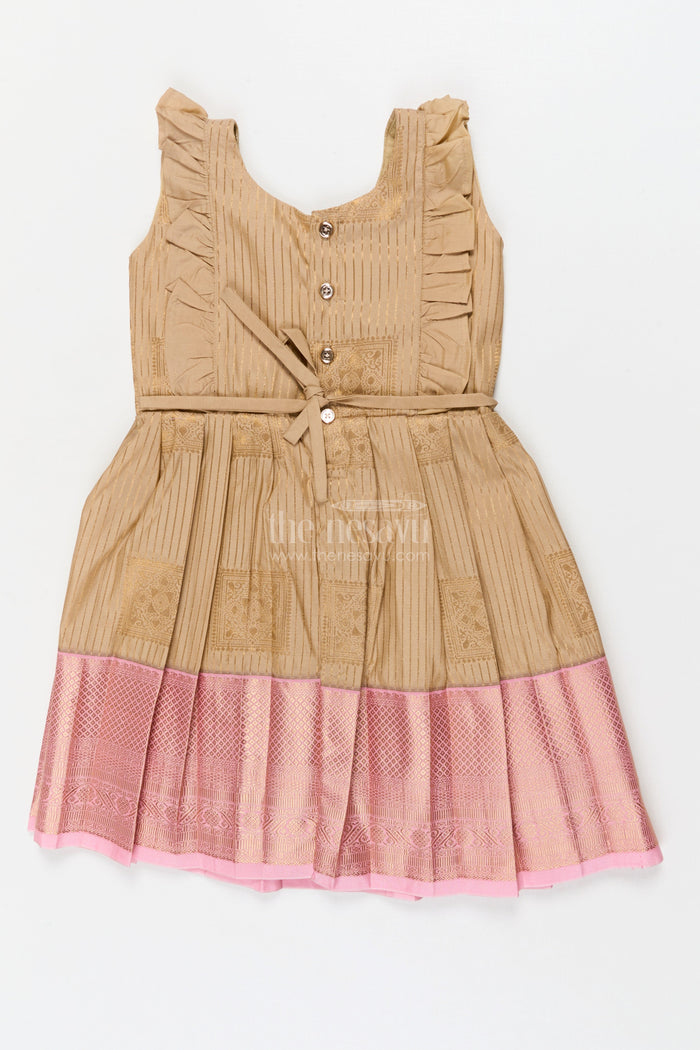 The Nesavu Girls Kanchi Silk Frock Toddler Girl Kanchi Silk Frock for Ethnic Celebrations and Birthday Rituals Nesavu Nesavu toddler girl Kanchi silk frock for traditional birthdays and cultural functions