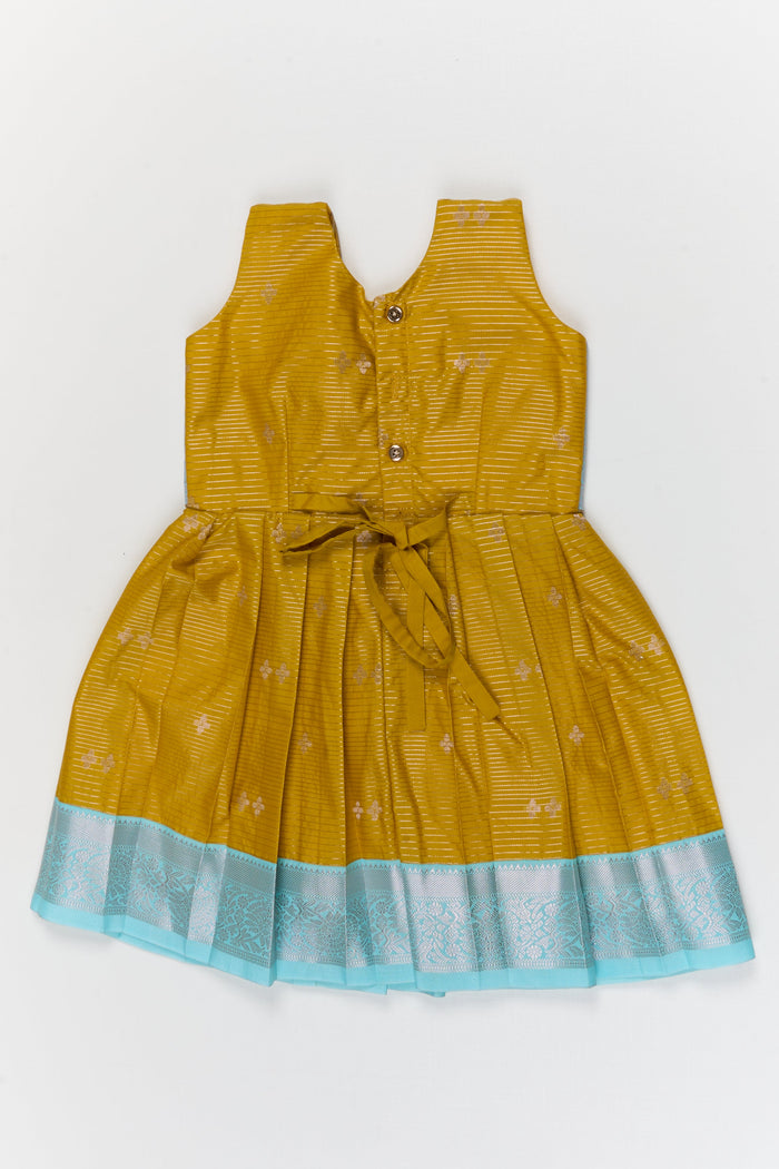 The Nesavu Girls Kanchi Silk Frock Toddler Girl Kanchipuram Silk Frock for Weddings and Festive Functions Nesavu Nesavu kanchipuram silk frock for toddler girls with pleats and festive jacket design