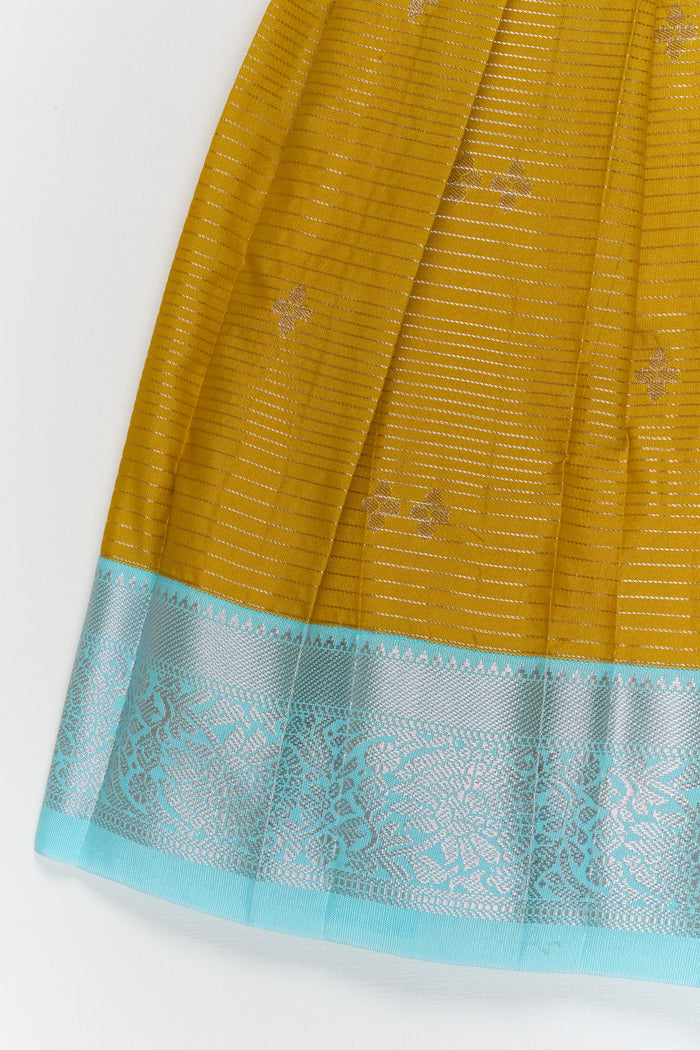 The Nesavu Girls Kanchi Silk Frock Toddler Girl Kanchipuram Silk Frock for Weddings and Festive Functions Nesavu Nesavu kanchipuram silk frock for toddler girls with pleats and festive jacket design
