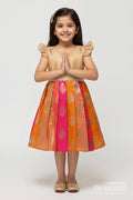 The Nesavu Silk Frock Toddler Girl Silk Frock for Poojas and Festive Dressing Nesavu 16 (1Y) / Gold SF1091B-16 Nesavu toddler girl silk frock with zari woven banaras fabric for poojas and festive functions