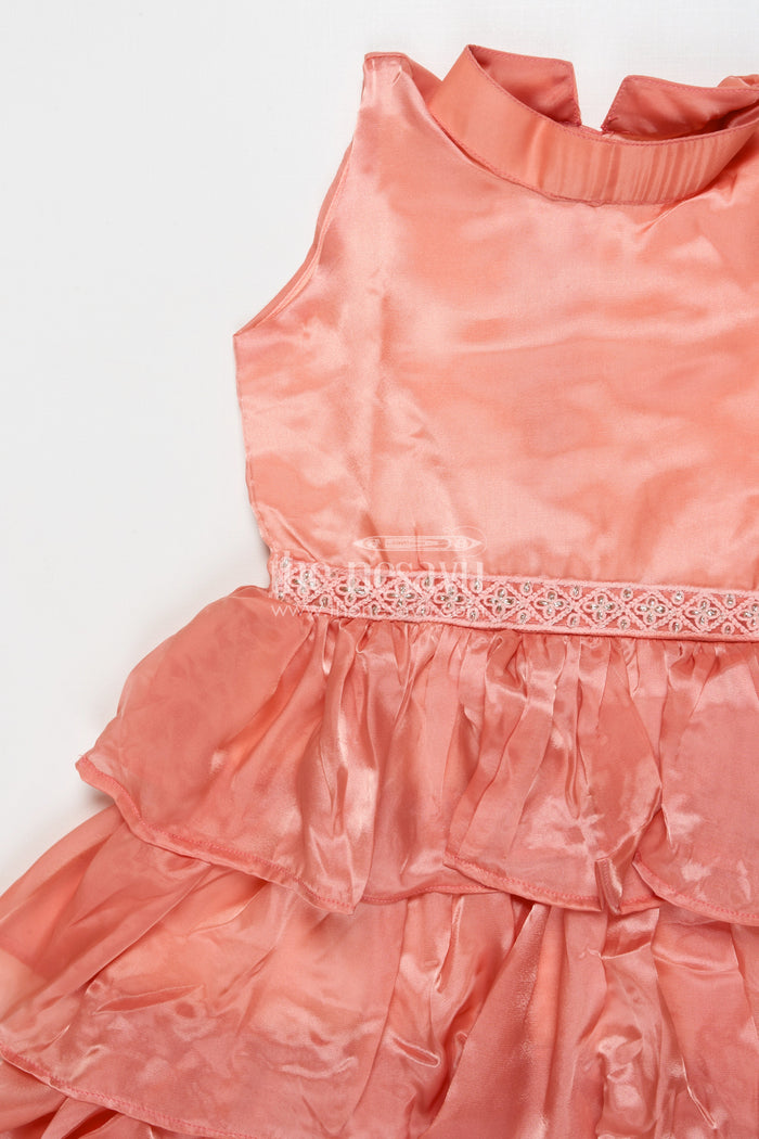 The Nesavu Girls Cotton Frock Toddler Girl Sleeveless Organza Frock for Birthdays and Festive Wear Nesavu Nesavu toddler girl organza frock with ruffles for birthdays and festive occasions