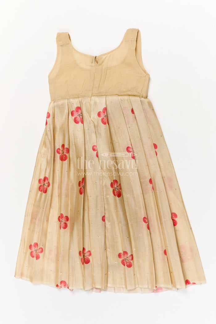 The Nesavu Pattu Pavadai Toddler Girl Traditional Pavadai Set for Special Ethnic Occasions Nesavu Nesavu toddler girl traditional pavadai set with digital print skirt and puff sleeve blouse