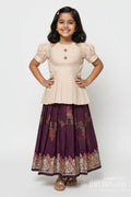 The Nesavu Pattu Pavadai Traditional Baby Girl Pattu Pavadai for Weddings and Naming Ceremony Nesavu 18 (2Y) / Cream GPP346A-18 Nesavu traditional baby girl pattu pavadai for naming ceremony and festive occasions