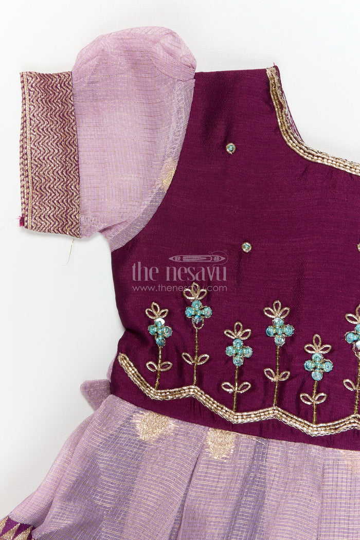 The Nesavu Silk Frock Traditional Silk Frock for Baby Girls’ Naming Ceremony and Festive Events Nesavu Nesavu silk frock for baby girls with zari border – perfect for naming ceremonies and festive functions