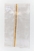 The Nesavu Boys Vesti Traditional Silk Vesti for Boys Ethnic Wear and Temple Visits Nesavu 14 (6M) / White / Silk D046A-14 Nesavu boys traditional silk vesti with zari border for weddings and temple ceremonies