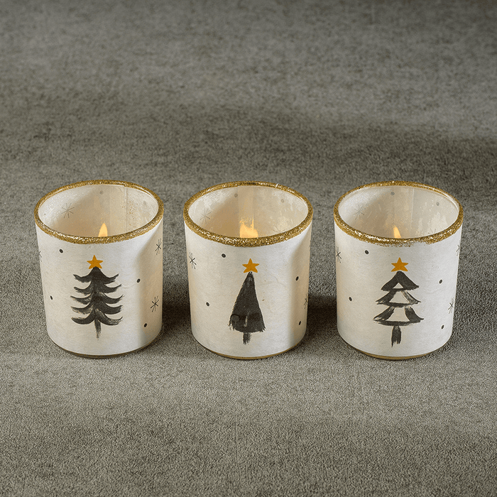 Tree Glass Tealight Holder - Set of 3 - Candle Holders by Carlyle Avenue