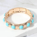 TURQUOISE Bead Pearl Hammered Metal Bracelet