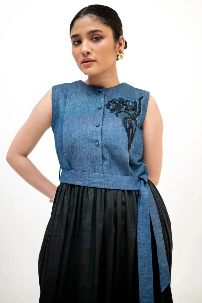 Valerie Denim Applique' Dress Bloome