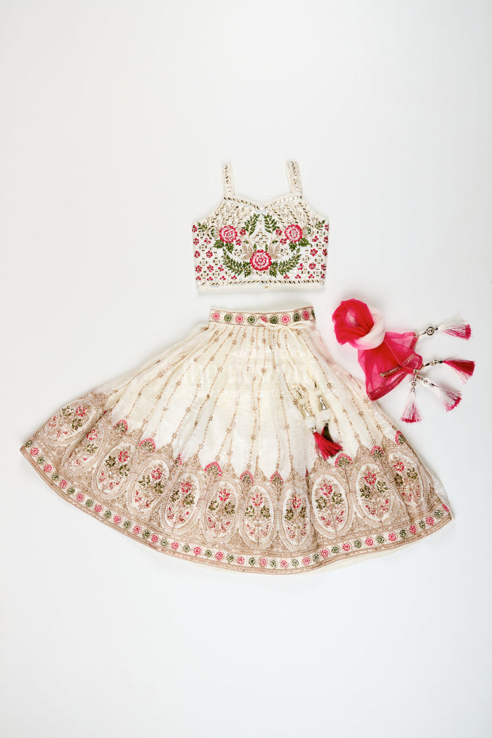 The Nesavu Girls Lehenga Choli Viscose Silk Lehenga Choli Set for Girls with Yoke Detailing for Ethnic Parties Nesavu Nesavu girls lehenga choli designer yoke viscose silk  ideal ethnic birthdays weddings