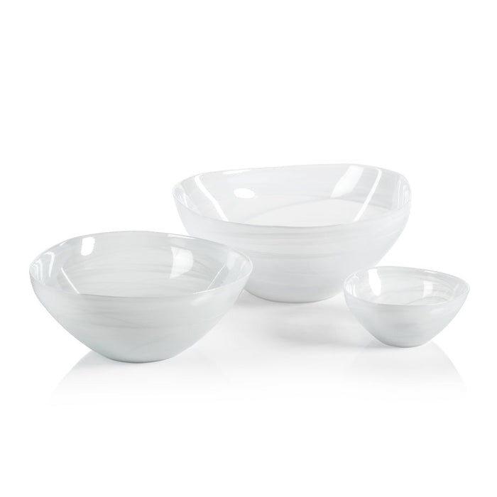 Monte Carlo Alabaster Glass Bowl - White - Bowls by Carlyle Avenue