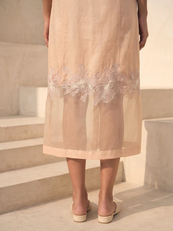 ZEYA SHEER APPLIQUE' DRESS
