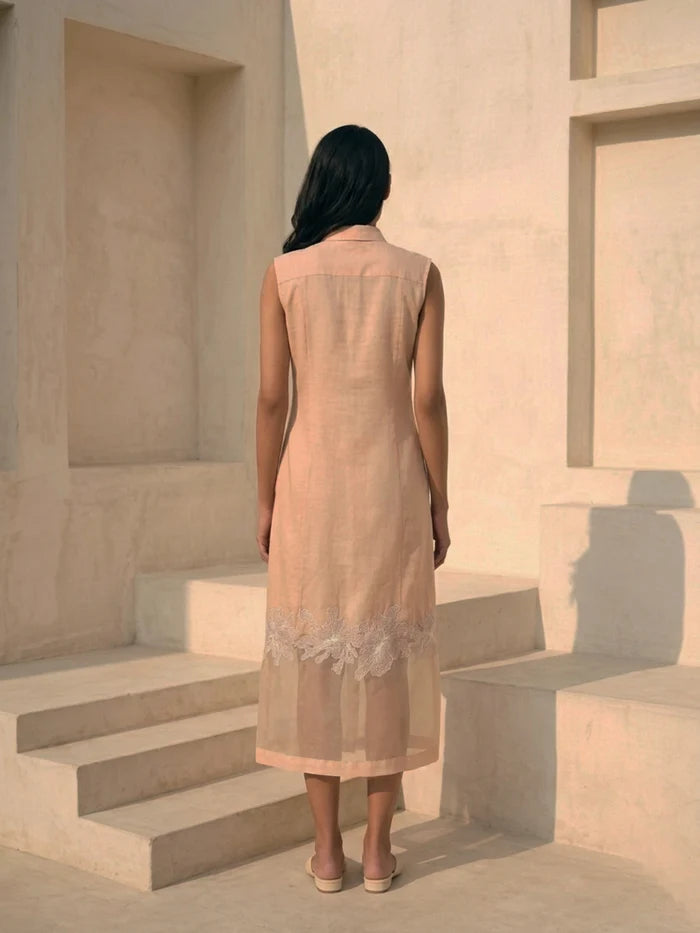 ZEYA SHEER APPLIQUE' DRESS
